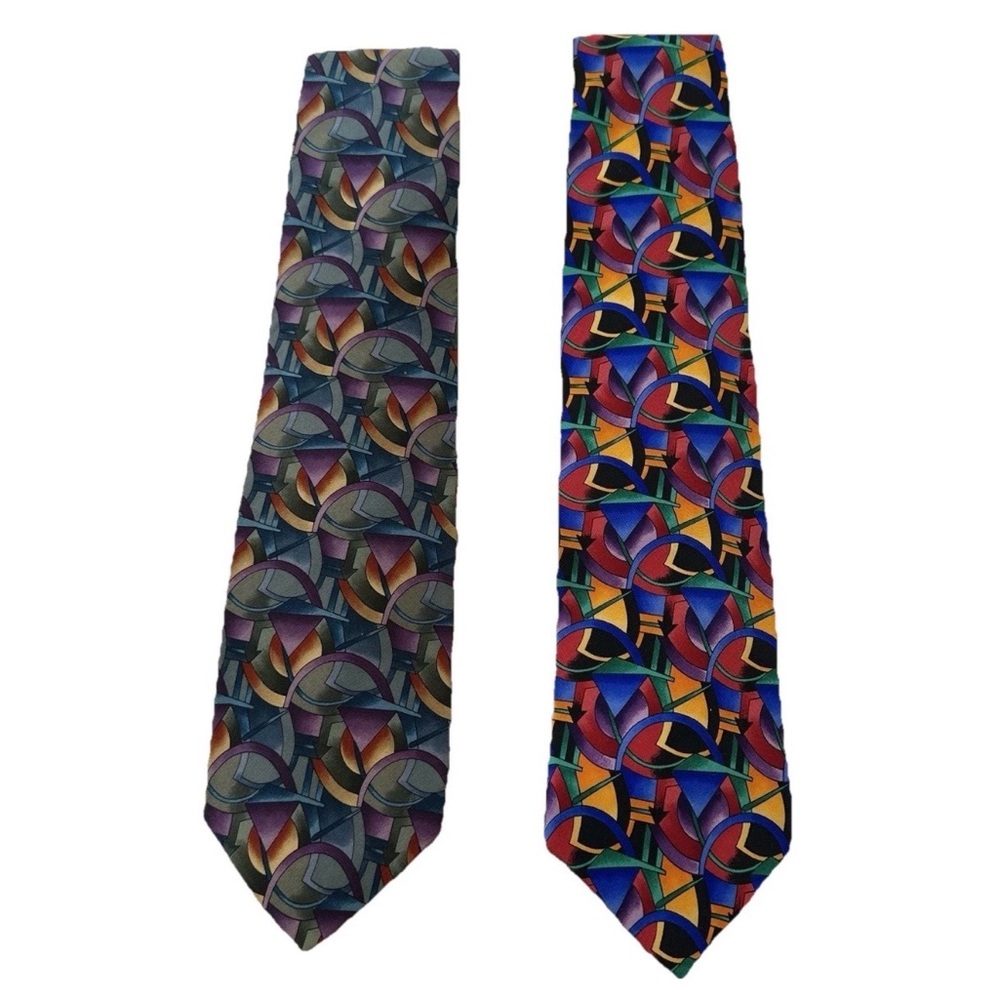 2 VTG Jerry Garcia “Clockworks” Neck Ties-Grateful Dead Head Wearable Art Y2K
